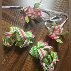 Tshirt sleeve ties with matching pigtail bows